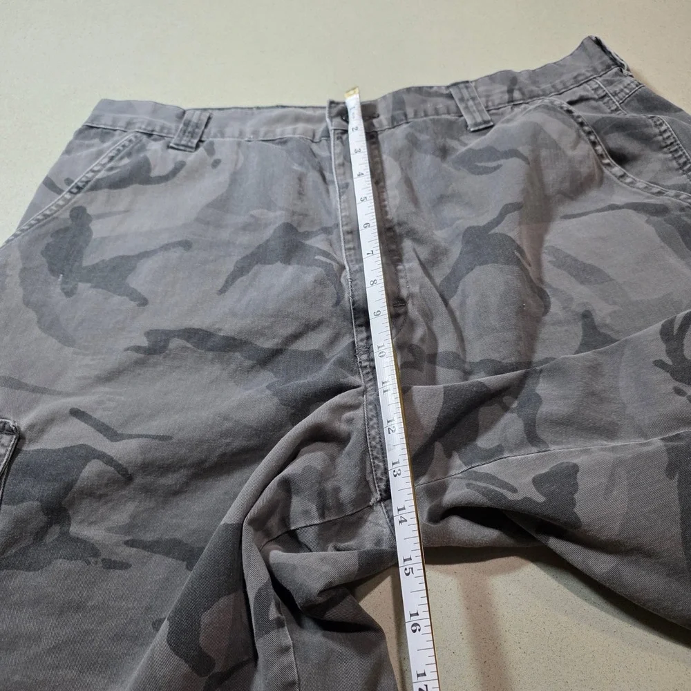 Mens Grey Camo Cargo Shorts Heavy Duty Cotton Utility Pockets Size 35‎
